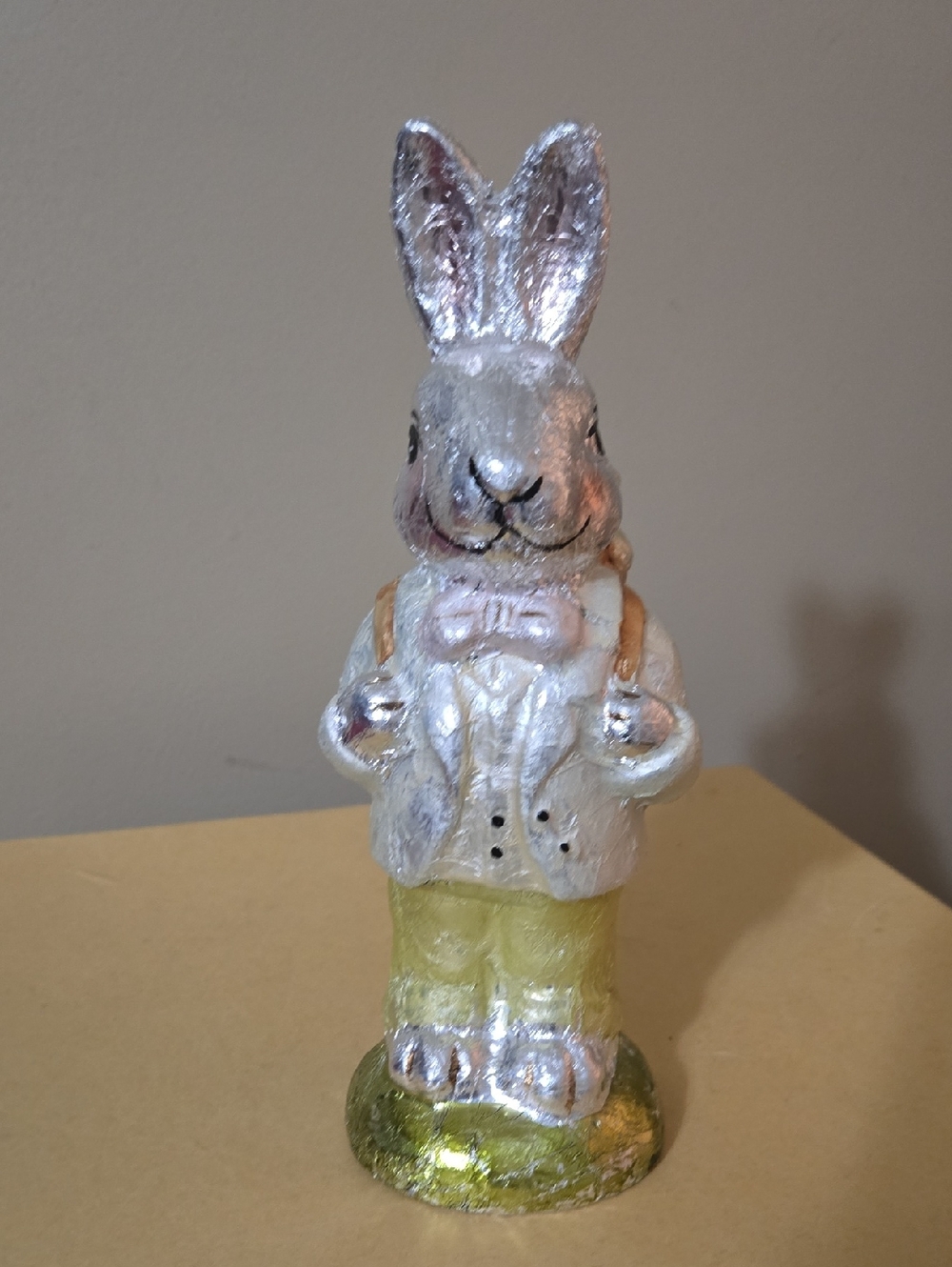 Silver Foil Decorative Bunny Figurine - Home Art
